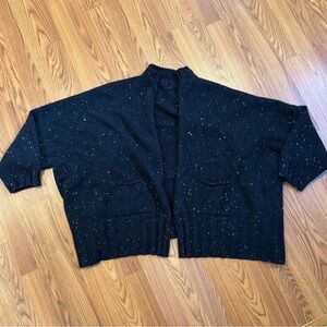 Vintage Shirin Guild Black Speckled Knit Cropped Cardigan / Jacket